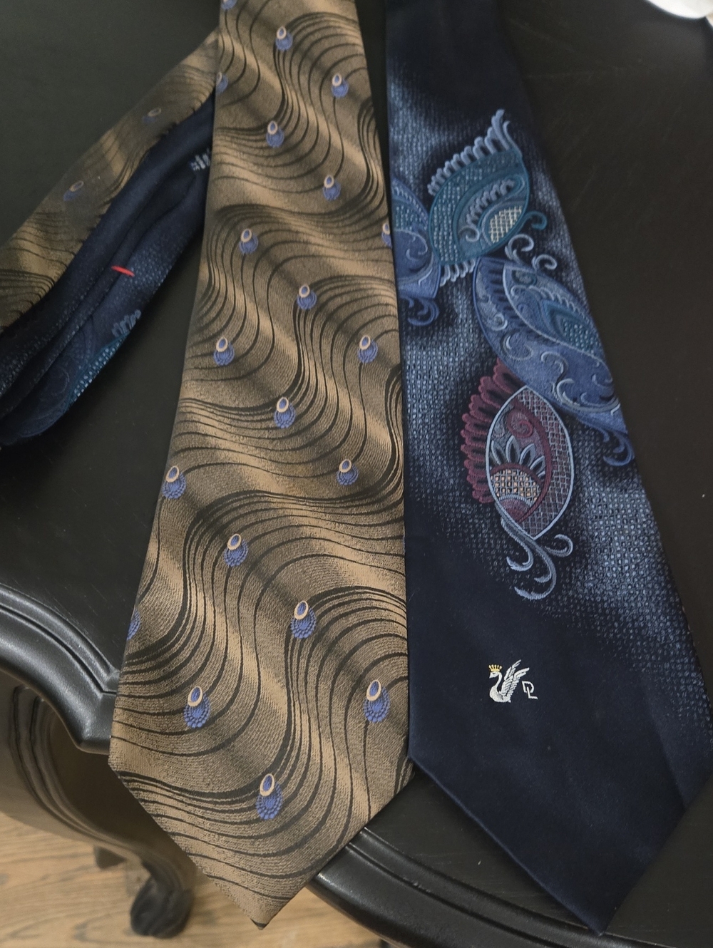 Men's Don Loper Paisley & Patterned  Tie Set - Navy and Brown